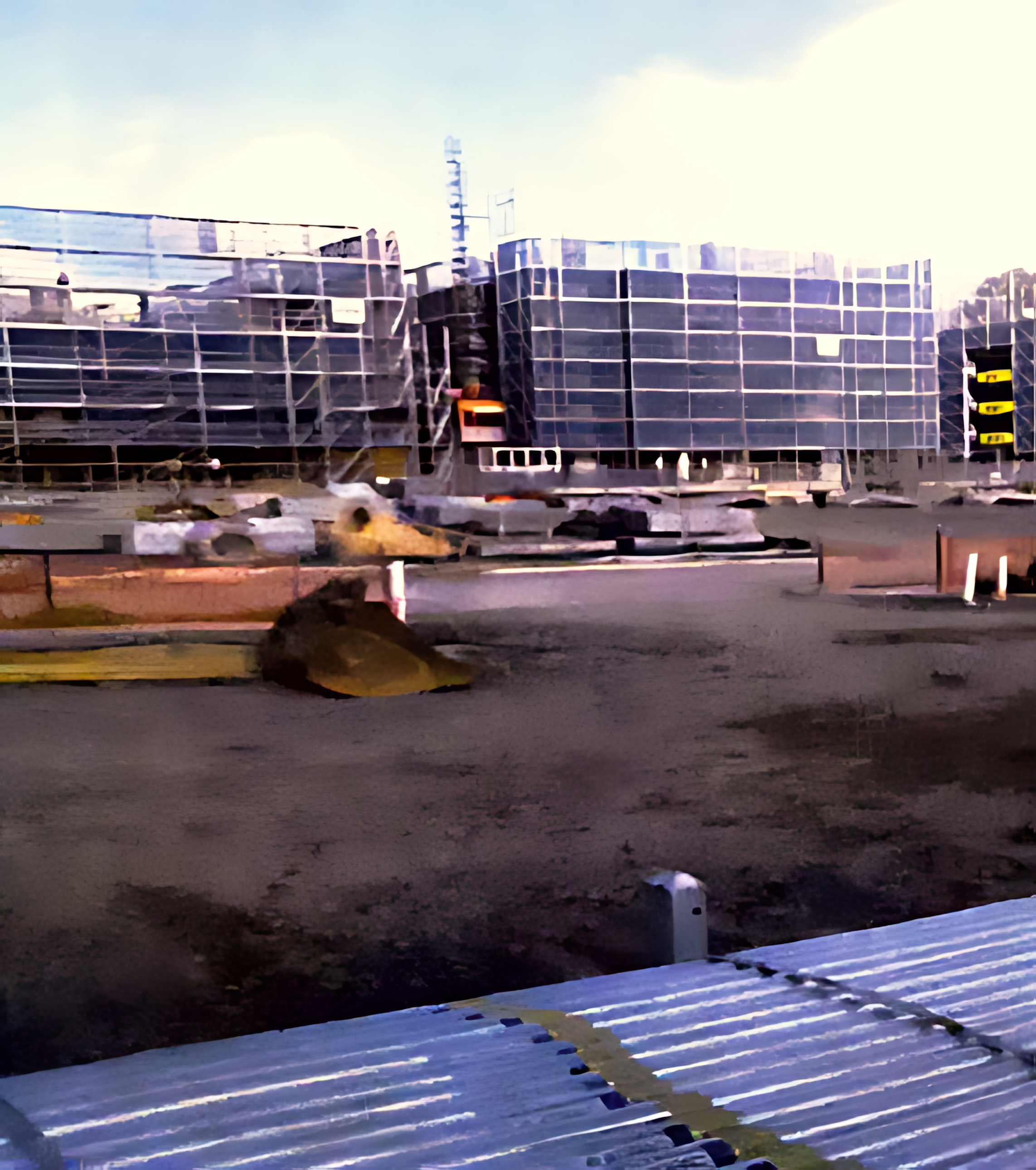 MacIndustries construction site with scaffolding and ground preparation